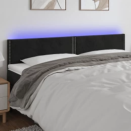 Acquista Testiera a LED Nera 200x5x78/88 cm in Velluto con riferimento GHV-3121540 della ditta GARDENHOME