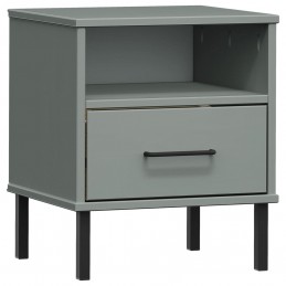 Acquista Comodino con Gambe in Metallo Grigio Legno Massello Pino OSLO con riferimento GHV-350971 della ditta GARDENHOME