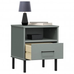 Acquista Comodino con Gambe in Metallo Grigio Legno Massello Pino OSLO con riferimento GHV-350971 della ditta GARDENHOME