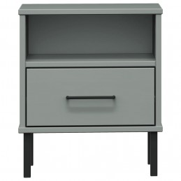 Acquista Comodino con Gambe in Metallo Grigio Legno Massello Pino OSLO con riferimento GHV-350971 della ditta GARDENHOME