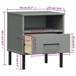 Acquista Comodino con Gambe in Metallo Grigio Legno Massello Pino OSLO con riferimento GHV-350971 della ditta GARDENHOME