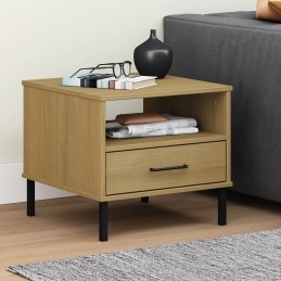 Acquista Comodino con Gambe in Metallo Marrone Legno Massello Pino OSLO con riferimento GHV-351030 della ditta GARDENHOME