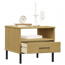 Acquista Comodino con Gambe in Metallo Marrone Legno Massello Pino OSLO con riferimento GHV-351030 della ditta GARDENHOME