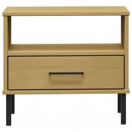 Acquista Comodino con Gambe in Metallo Marrone Legno Massello Pino OSLO con riferimento GHV-351030 della ditta GARDENHOME