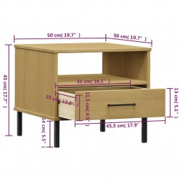 Acquista Comodino con Gambe in Metallo Marrone Legno Massello Pino OSLO con riferimento GHV-351030 della ditta GARDENHOME
