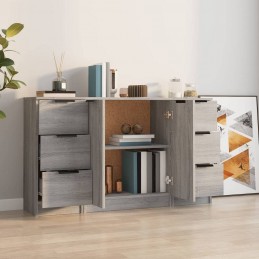 Acquista Credenze 3 pz Grigio Sonoma in Legno Multistrato con riferimento GHV-3115842 della ditta GARDENHOME