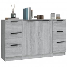 Acquista Credenze 3 pz Grigio Sonoma in Legno Multistrato con riferimento GHV-3115842 della ditta GARDENHOME