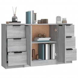 Acquista Credenze 3 pz Grigio Sonoma in Legno Multistrato con riferimento GHV-3115842 della ditta GARDENHOME