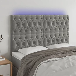 Acquista Testiera a LED Grigio Chiaro 144x7x118/128 cm in Velluto con riferimento GHV-3122808 della ditta GARDENHOME