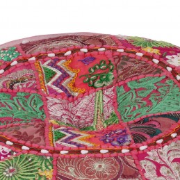 Acquista Pouf Patchwork Rotondo Fatto a Mano in Cotone 40x20 cm Rosa con riferimento GHV-246574 della ditta GARDENHOME