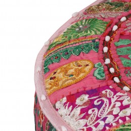 Acquista Pouf Patchwork Rotondo Fatto a Mano in Cotone 40x20 cm Rosa con riferimento GHV-246574 della ditta GARDENHOME