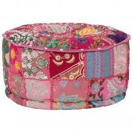 Acquista Pouf Patchwork Rotondo Fatto a Mano in Cotone 40x20 cm Rosa con riferimento GHV-246574 della ditta GARDENHOME