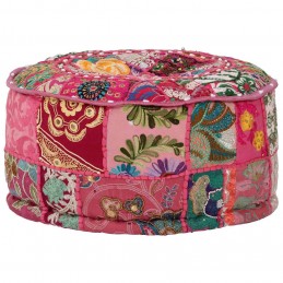 Acquista Pouf Patchwork Rotondo Fatto a Mano in Cotone 40x20 cm Rosa con riferimento GHV-246574 della ditta GARDENHOME