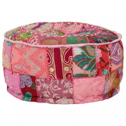 Acquista Pouf Patchwork Rotondo Fatto a Mano in Cotone 40x20 cm Rosa con riferimento GHV-246574 della ditta GARDENHOME