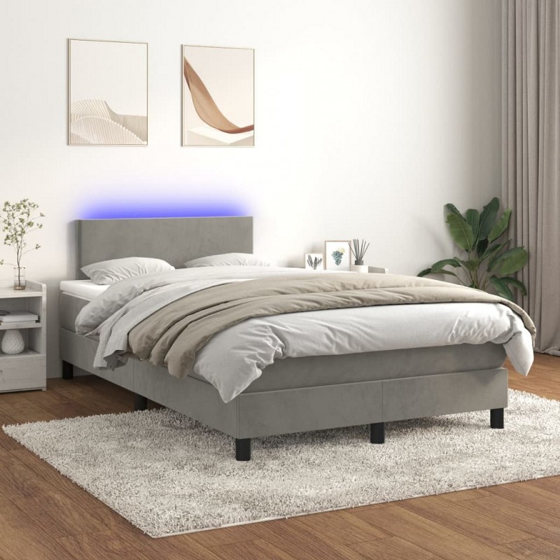 Acquista Letto a Molle Materasso e LED Grigio Chiaro 120x200 cm Velluto con riferimento GHV-3134273 della ditta GARDENHOME