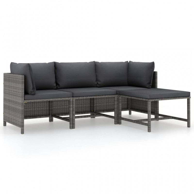 Acquista Set Divani da Giardino 4 pz con Cuscini in Polyrattan Grigio con riferimento GHV-313502 della ditta GARDENHOME