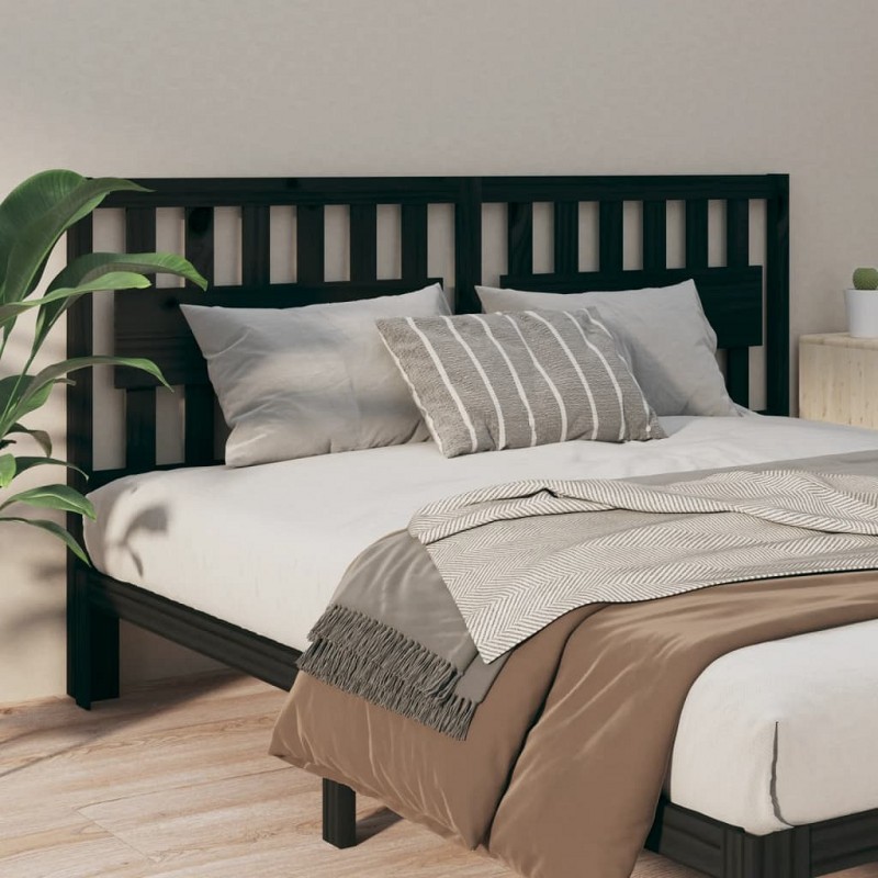 Acquista Testiera per Letto Nera 145,5x4x100cm in Legno Massello di Pino con riferimento GHV-818574 della ditta GARDENHOME