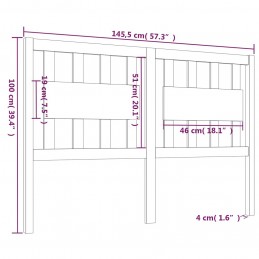 Acquista Testiera per Letto Nera 145,5x4x100cm in Legno Massello di Pino con riferimento GHV-818574 della ditta GARDENHOME
