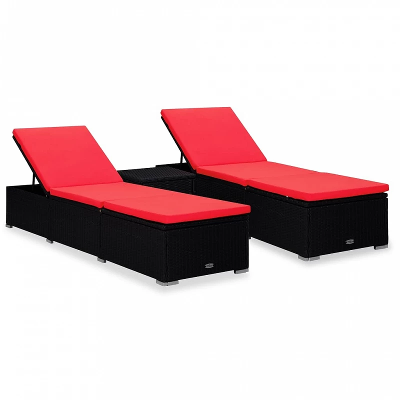Acquista Lettini Prendisole con Tavolino 3 pz in Polyrattan Nero con riferimento GHV-3057667 della ditta GARDENHOME