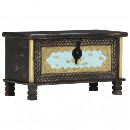 Acquista Baule Nero 80x40x45 cm in Legno Massello di Mango con riferimento GHV-286396 della ditta GARDENHOME