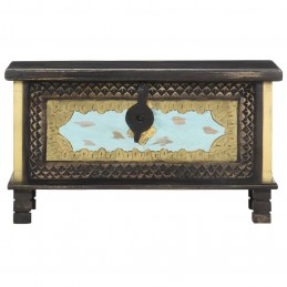 Acquista Baule Nero 80x40x45 cm in Legno Massello di Mango con riferimento GHV-286396 della ditta GARDENHOME
