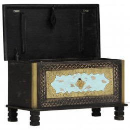 Acquista Baule Nero 80x40x45 cm in Legno Massello di Mango con riferimento GHV-286396 della ditta GARDENHOME