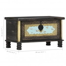 Acquista Baule Nero 80x40x45 cm in Legno Massello di Mango con riferimento GHV-286396 della ditta GARDENHOME