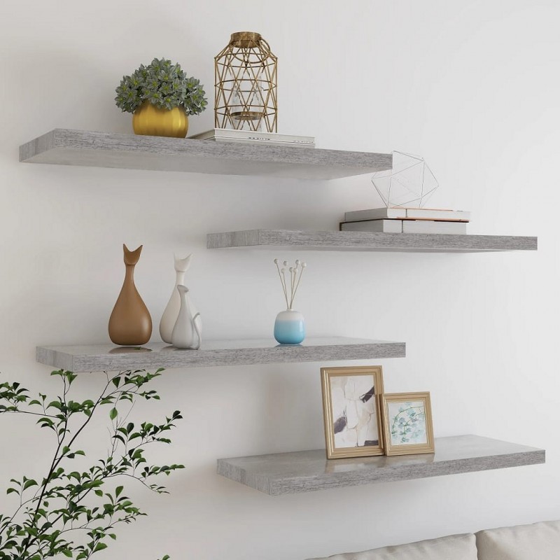 Acquista Scaffali a Parete 4 pz Grigio Cemento 80x23,5x3,8 cm in MDF con riferimento GHV-326602 della ditta GARDENHOME