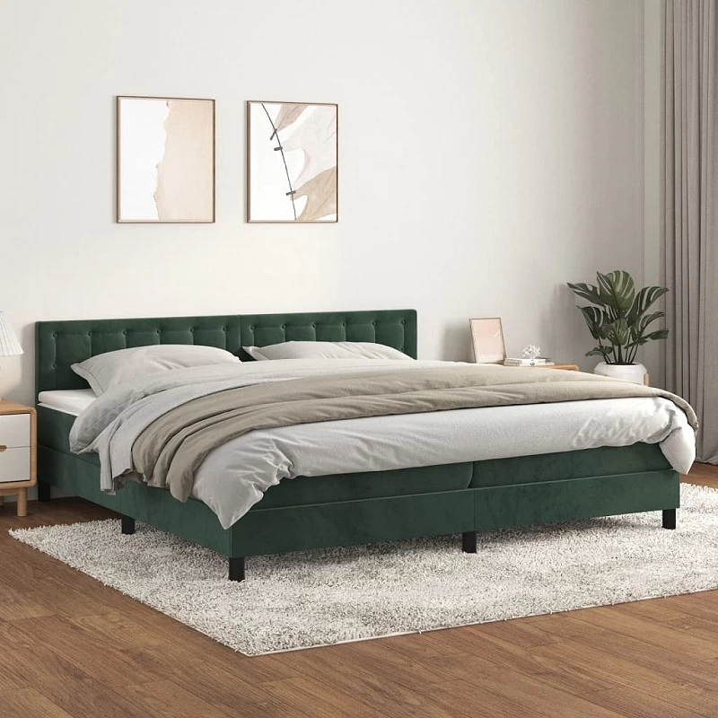 Acquista Giroletto a Molle con Materasso Verde Scuro 200x200 cm Velluto con riferimento GHV-3141566 della ditta GARDENHOME