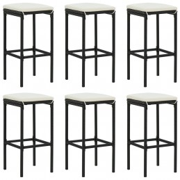 Acquista Sgabelli da Bar con Cuscini 6 pz Neri in Polyrattan con riferimento GHV-313449 della ditta GARDENHOME