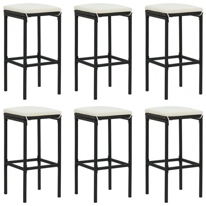 Acquista Sgabelli da Bar con Cuscini 6 pz Neri in Polyrattan con riferimento GHV-313449 della ditta GARDENHOME