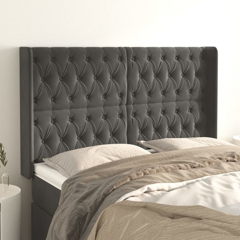 Acquista Testiera ad Orecchio GrigioScuro 163x16x118/128cm in Velluto con riferimento GHV-3119971 della ditta GARDENHOME