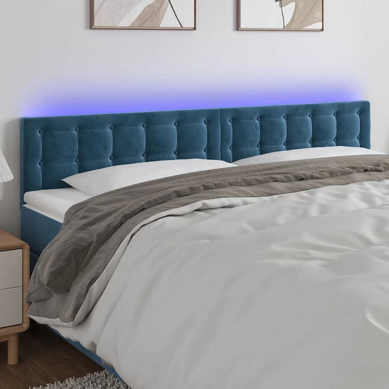 Acquista Testiera a LED Blu Scuro 200x5x78/88 cm in Velluto con riferimento GHV-3122116 della ditta GARDENHOME