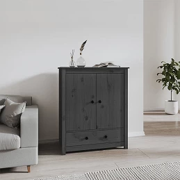 Acquista Credenza Grigia 83x41,5x100 cm in Legno Massello di Pino con riferimento GHV-823516 della ditta GARDENHOME
