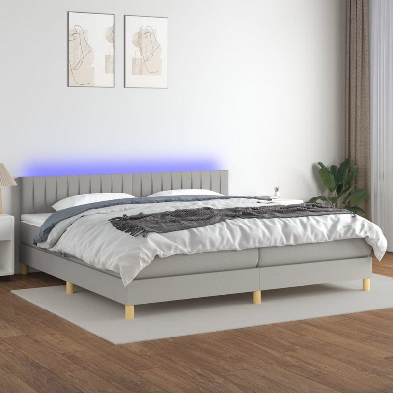 Acquista Letto a Molle Materasso e LED Grigio Chiaro 200x200 cm Tessuto con riferimento GHV-3133901 della ditta GARDENHOME