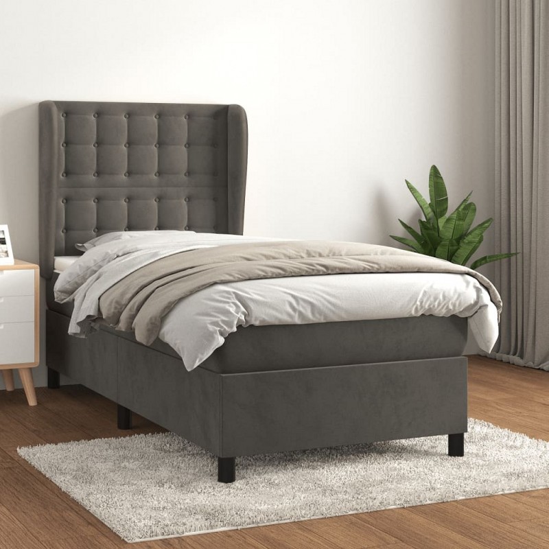Acquista Giroletto a Molle con Materasso Grigio Scuro 80x200 cm Velluto con riferimento GHV-3129418 della ditta GARDENHOME