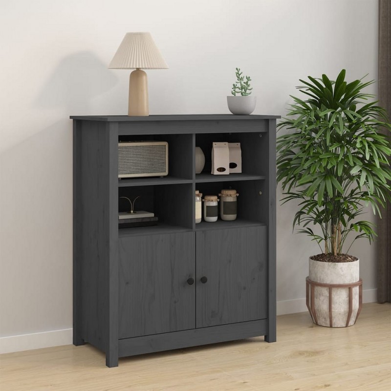 Acquista Credenza Grigia 83x41,5x100 cm in Legno Massello di Pino con riferimento GHV-821514 della ditta GARDENHOME