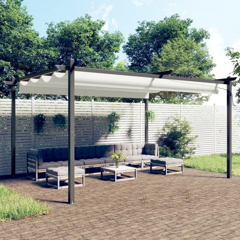 Acquista Pergola da Giardino con Tetto Retrattile 4x3 m Crema con riferimento GHV-318537 della ditta GARDENHOME