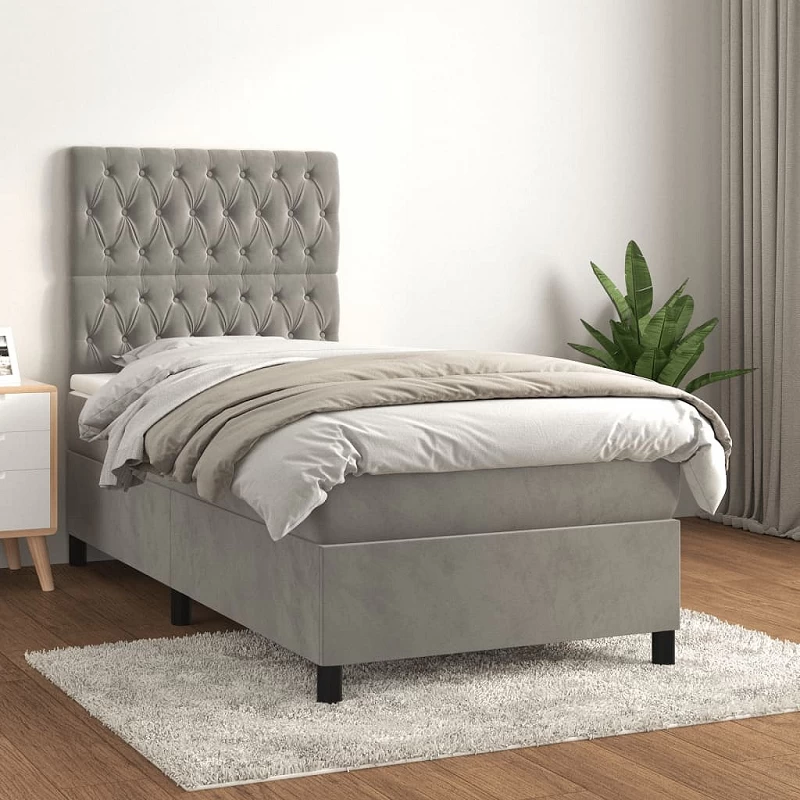 Acquista Giroletto a Molle con Materasso Grigio Chiaro 100x200cm Velluto con riferimento GHV-3143187 della ditta GARDENHOME