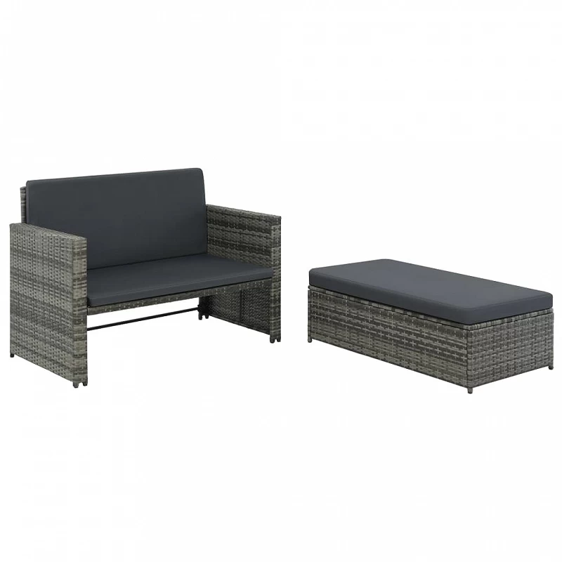 Acquista Set Divani da Giardino 2 pz con Cuscini in Polyrattan Grigio con riferimento GHV-44483 della ditta GARDENHOME