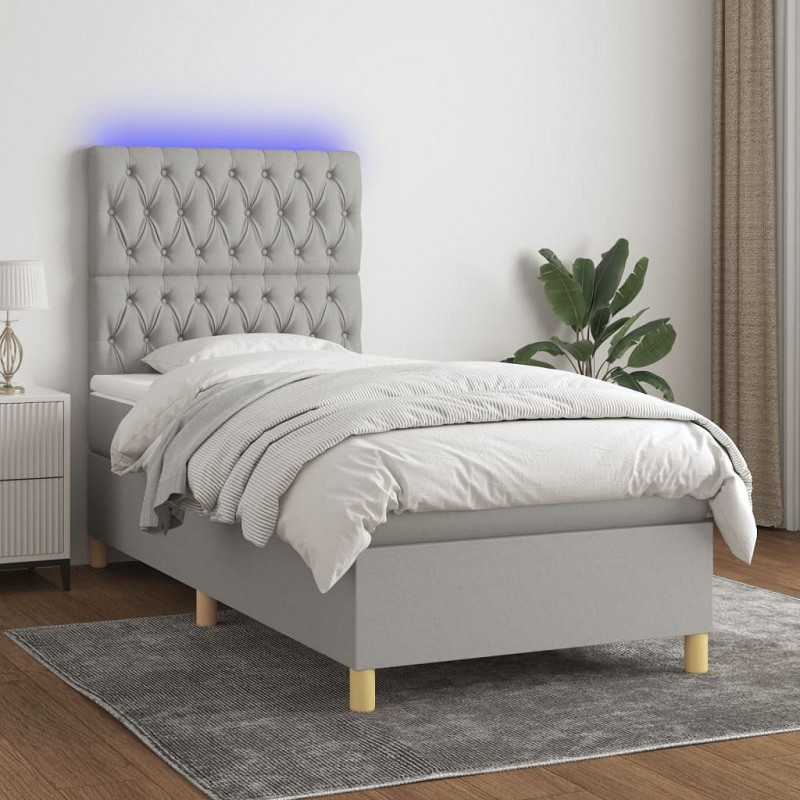 Acquista Letto a Molle Materasso e LED Grigio Chiaro 80x200 cm Tessuto con riferimento GHV-3135629 della ditta GARDENHOME