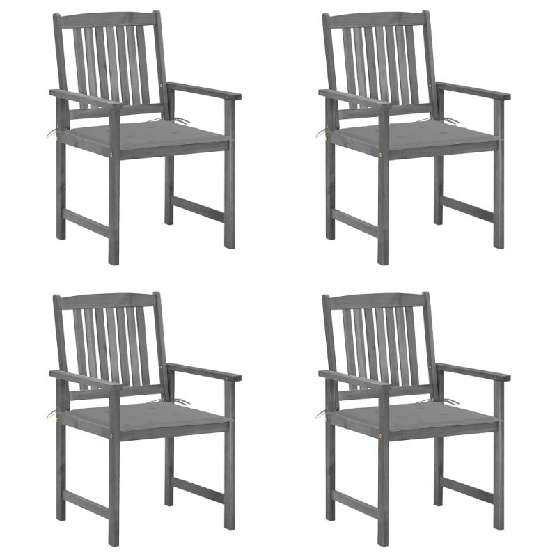Acquista Sedie da Giardino con Cuscini 4 pz in Massello di Acacia Grigio con riferimento GHV-3061224 della ditta GARDENHOME