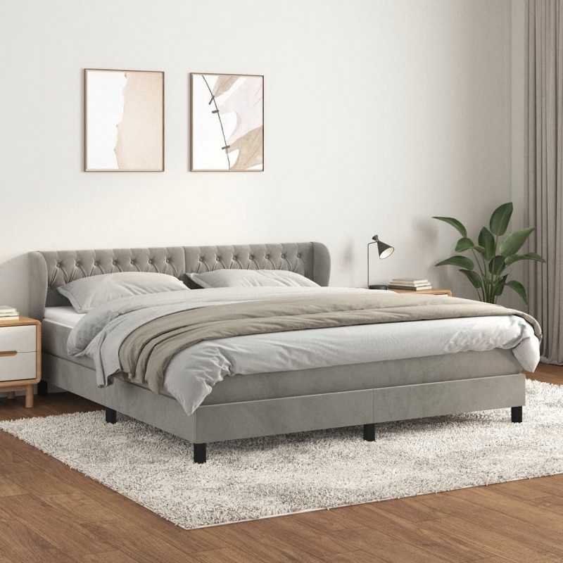 Acquista Giroletto a Molle con Materasso Grigio Chiaro 160x200cm Velluto con riferimento GHV-3127679 della ditta GARDENHOME