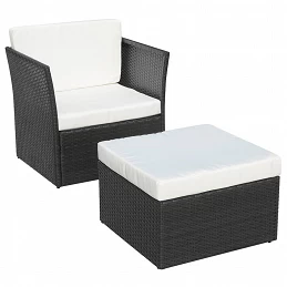 Acquista Sedia da Giardino con Poggiapiedi in Polyrattan Nero con riferimento GHV-41981 della ditta GARDENHOME