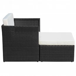 Acquista Sedia da Giardino con Poggiapiedi in Polyrattan Nero con riferimento GHV-41981 della ditta GARDENHOME