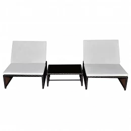 Acquista Lettini Prendisole 2 pz con Tavolo in Polyrattan Marrone con riferimento GHV-43068 della ditta GARDENHOME