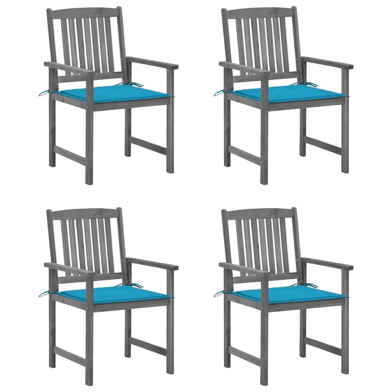 Acquista Sedie da Giardino con Cuscini 4 pz in Massello di Acacia Grigio con riferimento GHV-3061230 della ditta GARDENHOME