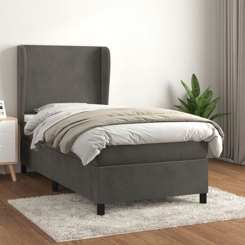 Acquista Giroletto a Molle con Materasso Grigio Scuro 90x200 cm Velluto con riferimento GHV-3129070 della ditta GARDENHOME