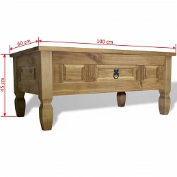 Acquista Tavolino da Caffé Legno Pino Messicano Corona Range 100x60x45cm con riferimento GHV-243736 della ditta GARDENHOME