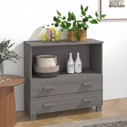 Acquista Credenza Grigio Chiaro 85x35x80 cm in Legno Massello di Pino con riferimento GHV-340499 della ditta GARDENHOME